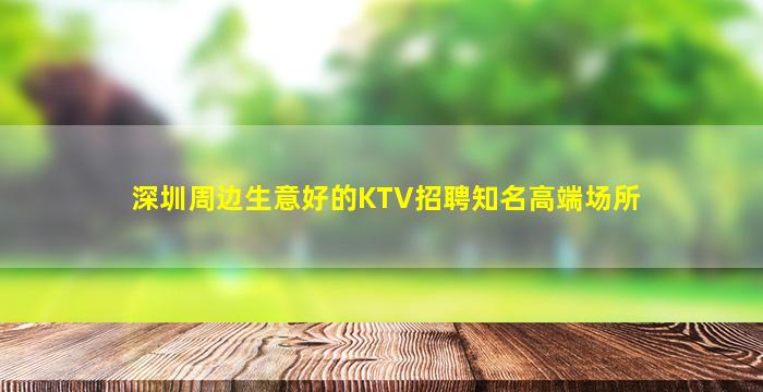 深圳周边生意好的KTV招聘知名高端场所